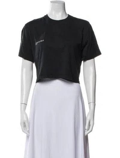 Pre-owned Pangaia Crew Neck Short Sleeve Crop Top In Black