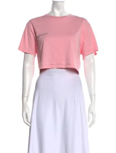 Pre-owned Pangaia Crew Neck Short Sleeve Crop Top In Pink