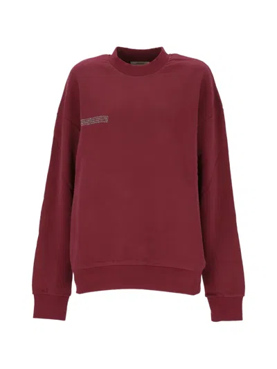Pangaia Crew-neck Text Detail Sweater In Burgundy