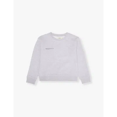 Pangaia Kids' Grey Marl Crewneck Brand-print Organic Cotton-jersey Sweatshirt 3-12 Y