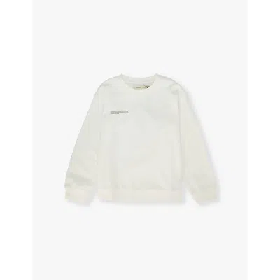 Pangaia Kids' Off White Crewneck Brand-print Organic Cotton-jersey Sweatshirt 3-12 Y