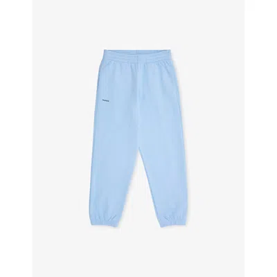 Pangaia Kids' Dewdrop Blue Logo-print Elasticated-cuffs Cotton Jogging Bottoms 3-12