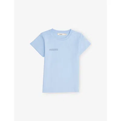 Pangaia Kids' Dewdrop Blue Regular-fit Logo-print Cotton T-shirt 3-12