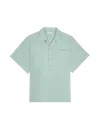 Pangaia Dna Aloe Linen Camp Collar Shirt In Eucalyptus Blue