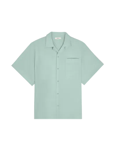 Pangaia Dna Aloe Linen Camp Collar Shirt In Eucalyptus Blue