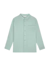 Pangaia Dna Aloe Linen Collared Long Sleeve Shirt In Eucalyptus Blue