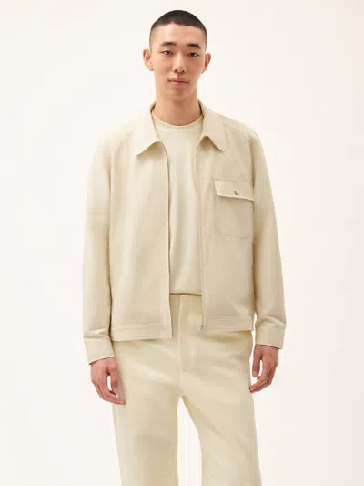 PANGAIA WOMENS DNA COTTON LINEN HARRINGTON JACKET — TRAVERTINE BEIGE