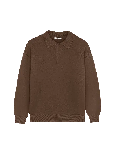 Pangaia Dna Heavyweight Polo Sweatshirt In Brown