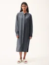 Pangaia Dna Linen Mandarin Collar Dress In Atmosphere Grey