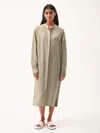 Pangaia Dna Linen Mandarin Collar Dress In Cliff Beige