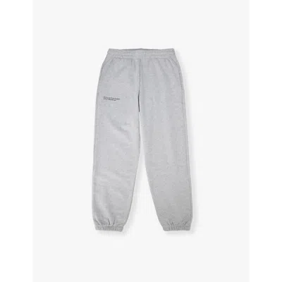 Pangaia Kids' Grey Marl Drawstring-waistband Text-print Organic Cotton-jersey Jogging Bottoms 3-12 Y