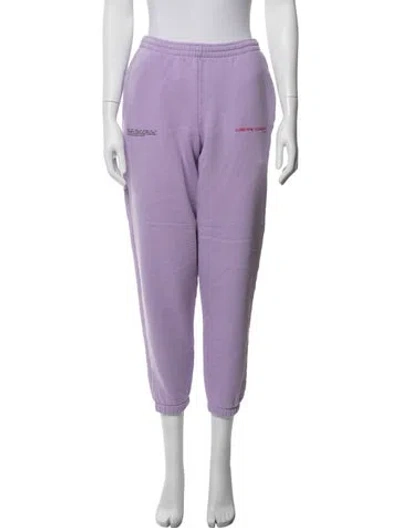 Pre-owned Pangaia Embroidered Accent Sweatpants In Purple