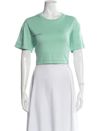 Pre-owned Pangaia Graphic Print Crew Neck Crop Top In Green