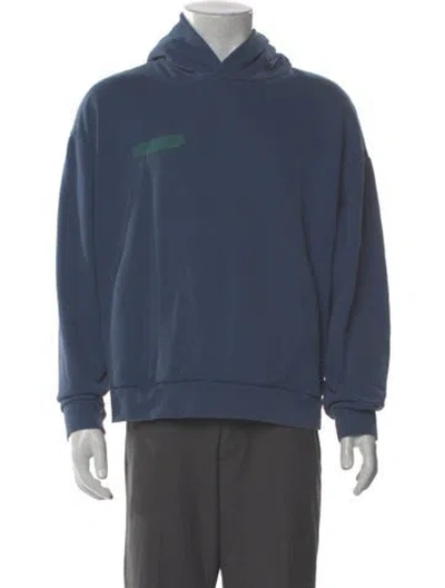 Pre-owned Pangaia Graphic Print Crew Neck Hoodie In Blue