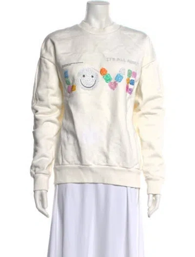 Pre-owned Pangaia Graphic Print Crew Neck Sweatshirt In Neutral