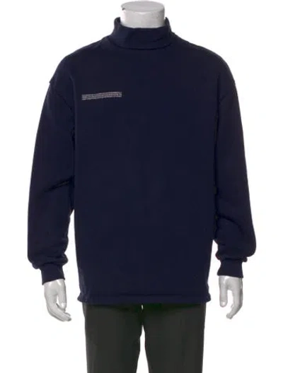 Pre-owned Pangaia Graphic Print Mock Neck Sweatshirt In Blue