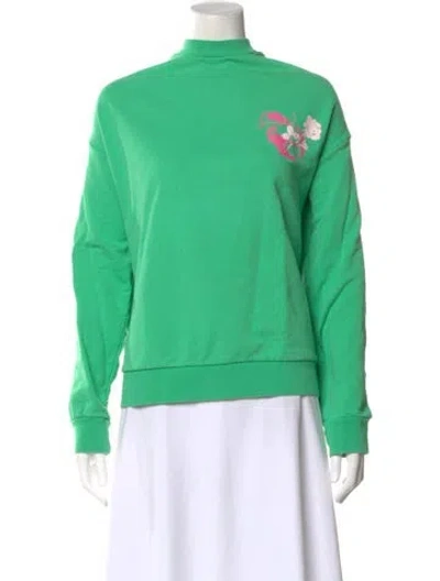 Pre-owned Pangaia Graphic Print Mock Neck Sweatshirt In Green