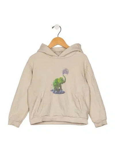Pre-owned Pangaia Babies' Graphic Print Pullover Hoodie In Neutral