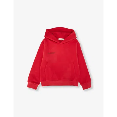 Pangaia Babies' Red Kids' 365 Logo-print Organic-cotton Hoody 3-12