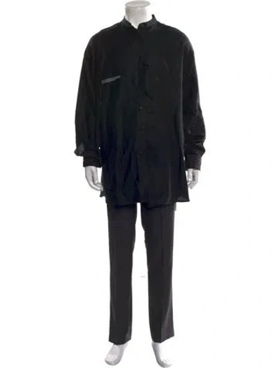 Pre-owned Pangaia Linen Long Sleeve Shirt In Black