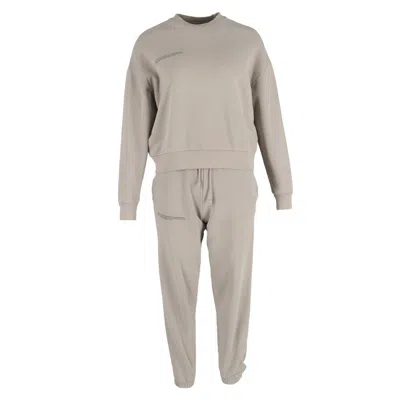 Pangaia Logo-print Sweater And Jogger Pants Set In Beige Cotton In Gray
