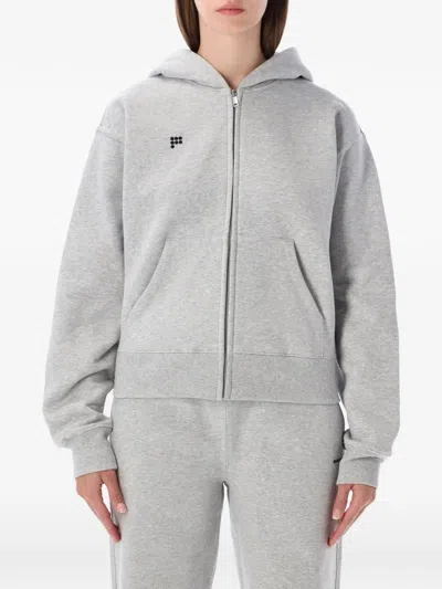Pangaia Logo-print Zip-up Hoodie In 그레이