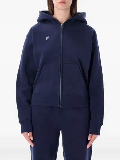 Pangaia Logo-print Zip-up Hoodie In Blue