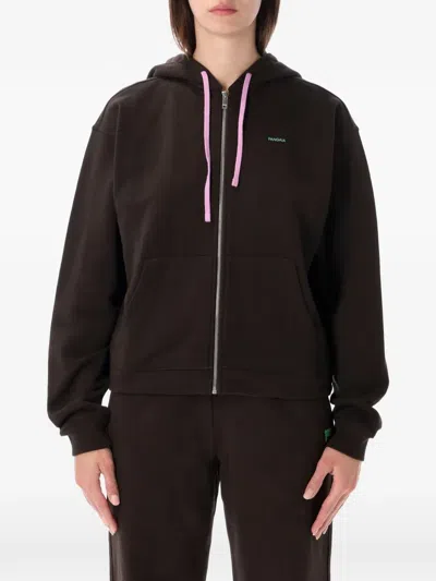Pangaia Logo-print Zip-up Hoodie In Brown
