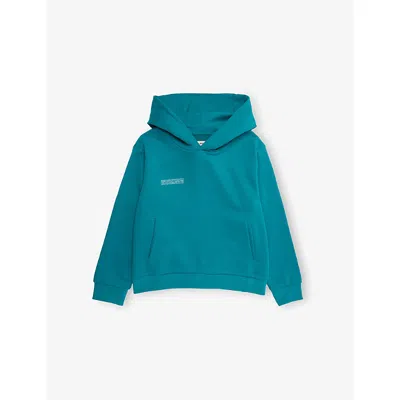 Pangaia Kids' Malachite Green 365 Brand-print Cotton-jersey Hoody 3-12