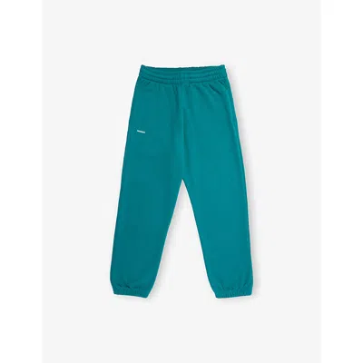Pangaia Kids' Malachite Green 365 Drawstring Cotton-jersey Jogging Bottoms 3-12 In Blue