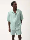 Pangaia Mens Dna Aloe Linen Camp Collar Shirt In Eucalyptus Blue