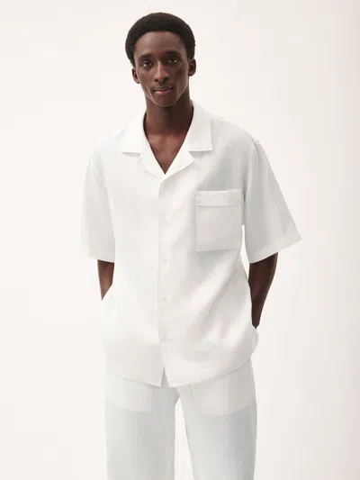 Pangaia Mens Dna Aloe Linen Camp Collar Shirt In Off-white