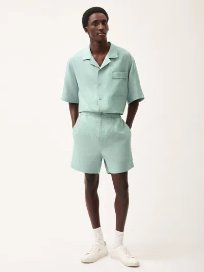 Pangaia Mens Dna Aloe Linen Mid Length Shorts In Eucalyptus Blue