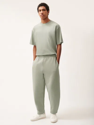 PANGAIA MENS DNA BARREL-LEG SWEATPANTS — MOSS GREEN