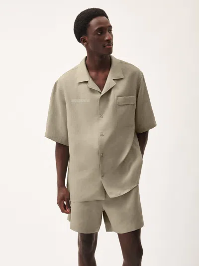 Pangaia Mens Dna Linen Camp Collar Shirt In Cliff Beige