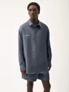 Pangaia Mens Dna Linen Collared Long Sleeve Shirt In Atmosphere Grey