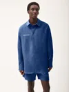 Pangaia Mens Dna Linen Collared Long Sleeve Shirt In Lapis Blue