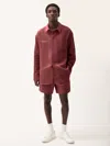Pangaia Womens Dna Linen Collared Long Sleeve Shirt In Garnet Red