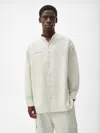 Pangaia Mens Organic Cotton Linen Mandarin Collar Long-sleeve Shirt In Limestone