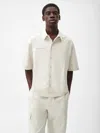 Pangaia Mens Organic Cotton Linen Short Sleeve Shirt In Limestone