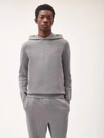 Pangaia Mens Regenerative Merino Wool Soft Organic Cotton Hoodie In Grey Marl