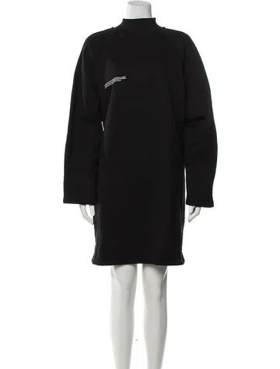 Pre-owned Pangaia Mock Neck Knee-length Dress In Black