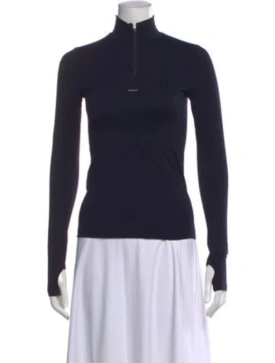 Pre-owned Pangaia Mock Neck Long Sleeve Top In Blue