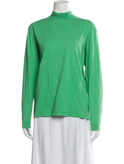 Pre-owned Pangaia Mock Neck Long Sleeve Top In Green