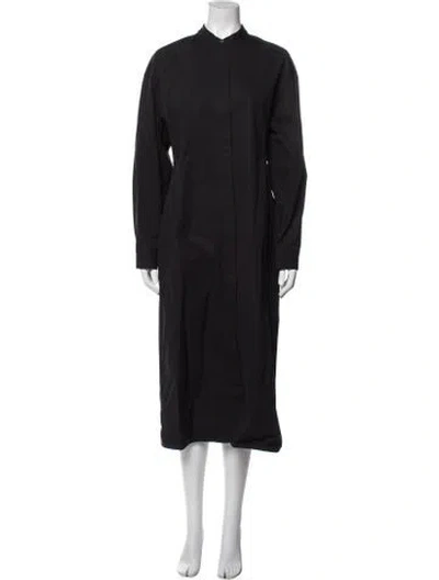 Pre-owned Pangaia Mock Neck Midi Length Dress In Blue