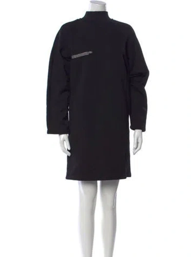 Pre-owned Pangaia Mock Neck Mini Dress In Black