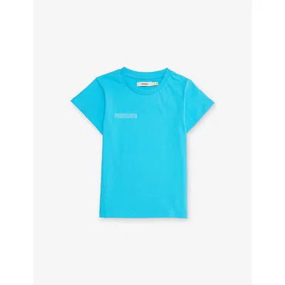 Pangaia Kids' Ocean Turquoise 365 Midweight Cotton-jersey T-shirt 3 In Blue