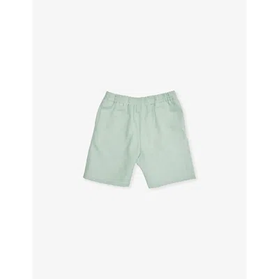 Pangaia Boys Eucalyptus Blue Kids Regular-fit Elasticated-waistband Linen Shorts 3-12 Years
