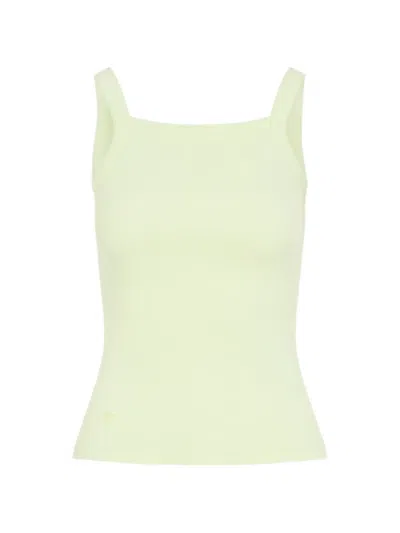 Pangaia Ribbed-knit Logo-print Top In Green