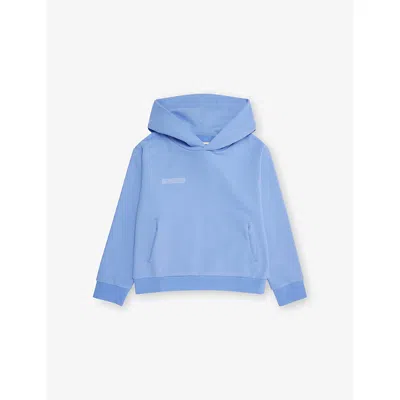 Pangaia Kids' Sodalite Blue 365 Brand-print Cotton-jersey Hoody 3-12